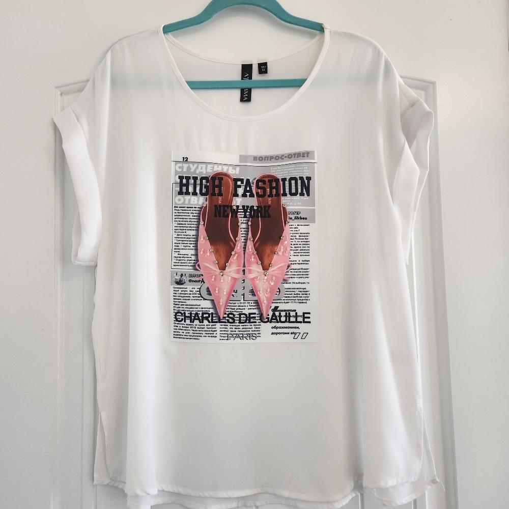 A'Jumma White Sheer Slub Top Size XL 💖